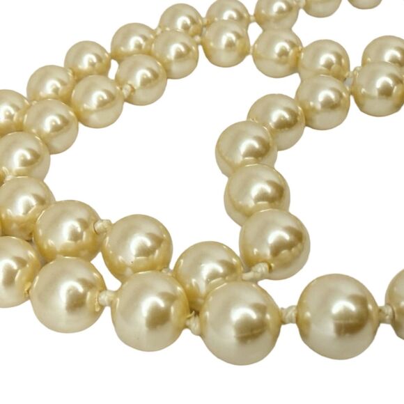 GSILVER Double Knotted Champagne Pearl Necklace 18" German Wedding Grandma - Picture 10 of 14